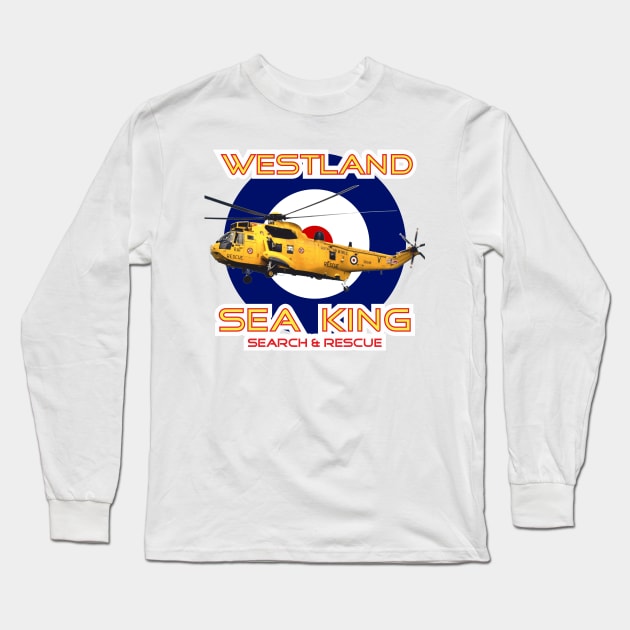 Westland Sea King Search and rescue helicopter in RAF roundel, Long Sleeve T-Shirt by AJ techDesigns